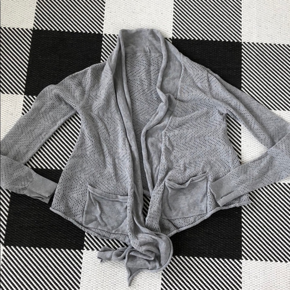 Ivivva net asymmetrical cardigan grey